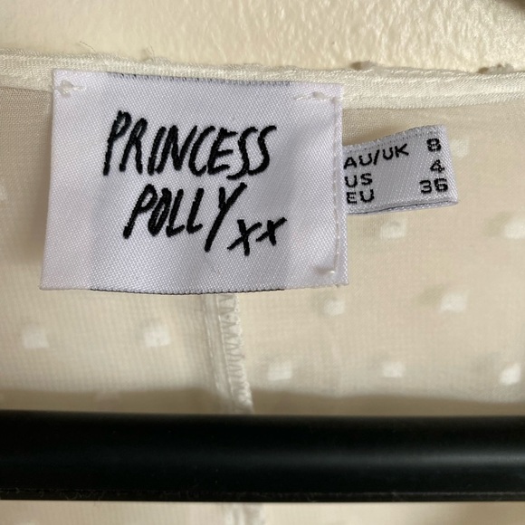 Princess Polly Sheer Romantic White crop top with Dots and puffy sleeves - Picture 3 of 9